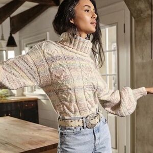 Free People Popsicle Marled Turtleneck Pullover Sweater Size M